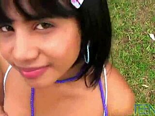 tobie teen fingers herself in lush garden