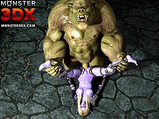 Elf girl pounded anally by brutal ogre hentai