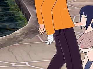 Hinata’s daring blowjob and cumshot in anime