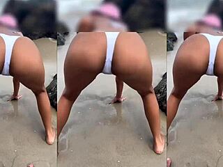 Skinny Novinha's Risky Beach Fuck Tease