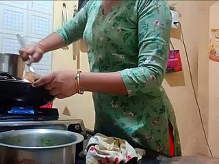 indian wife takes massive cock while cooking in kitchen