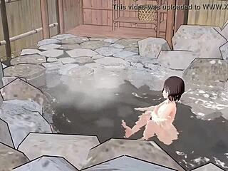 Hentai Babe’s Outdoor Bath Boobs Slip in Spa