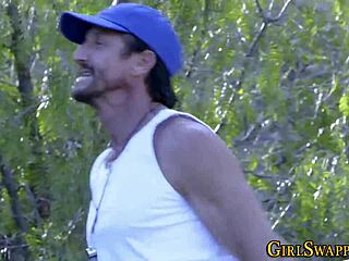 Stepteen takes a messy jizz facial after group fun