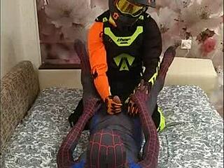 Spiderman and Biker Share Solo Heat