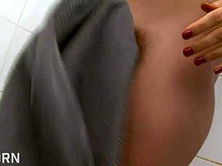 French Brunette MILF Showers Hairy Pussy Boldly