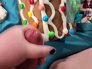 Chubby Christmas tranny’s naughty gingerbread cum