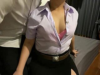 chubby thai babe sucks cock hard