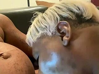 Ebony milf delivers a wet facial blowjob