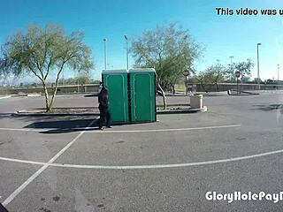 Chubby Girl Sucks Gloryhole Cock In Public