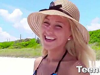 Crazy Blonde Teen Bent Over Outdoor Cock Slam