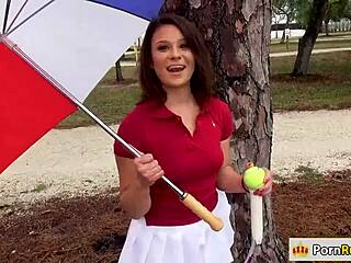 Ever seen a pretty tennis teacher suck cock?