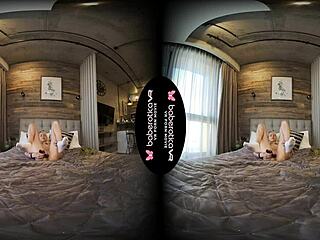 Blonde Mika teases cock solo in VR