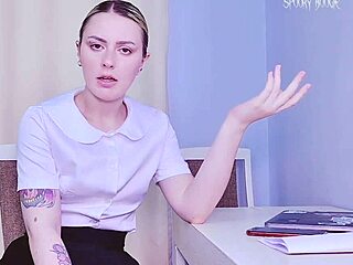Nerdy classmate offers mutual biology project on female anatomy