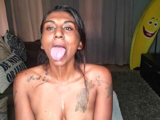 my desi tongue wiggling on couch