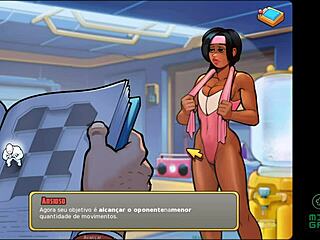 Gym fantasy with ebony teen fighter