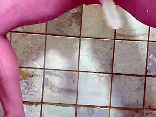 My pierced MILF wife solo in steamy shower