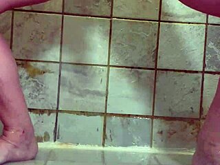 My pierced MILF wife solo in steamy shower
