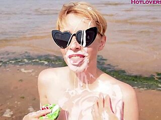 Milf Teaches Raw Blowjob Skills on Beach