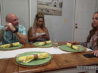 Stepdaughter’s Table Blowjob While Stepmom’s Away