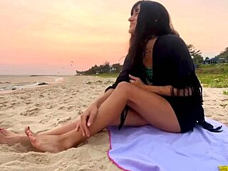 lesbian beauties dominate beach with raw passion