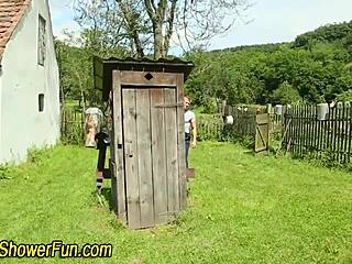 Watersports slut gets spermed after rough blowjob