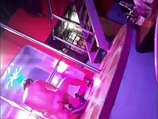Night club Ecuador babe sucks on desk