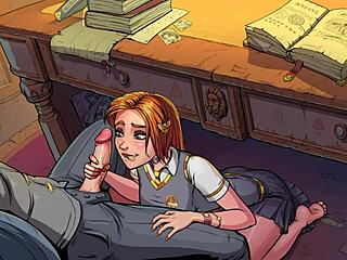 Redhead Ginny Weasley Sucks Cock For Messy Cumshot