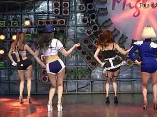 nurse and maid uniforms in wild public dance