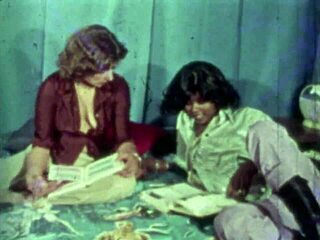Vintage interracial lesbians clash in retro heat