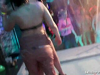 Wet lesbian gangbang fingering at party