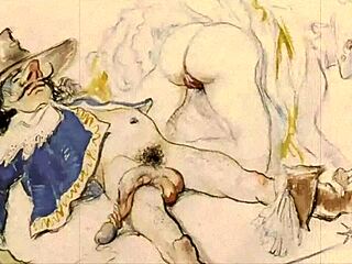 Vintage erotic anime illustration in raw style
