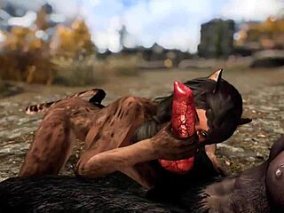 Werewolf monster slams cat girl’s pussy hard