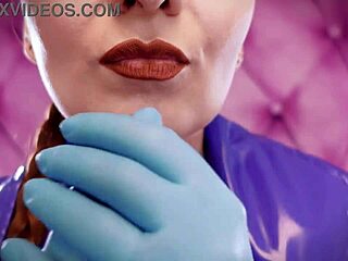 Teasing close-up glove fetish with Arya Grander