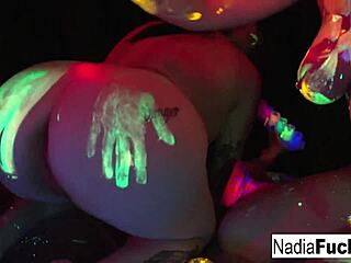 Nadia and Ophelia suck colorful dick