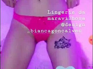 Cheeky Brazilian teen Melina Bloom flashes tits on street