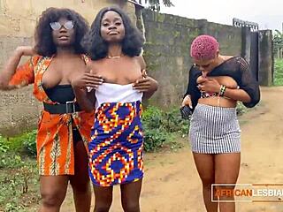 African Babes Tease Tits In Lesbian Threesome