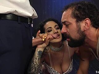 Busty Femdom Ties And Fucks Bisexual Guys
