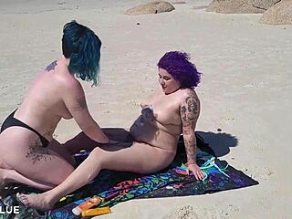 Two lesbians kissing naked on beach, pure temptation