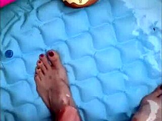 Miss Wagon Vegan's teasing feet by pool