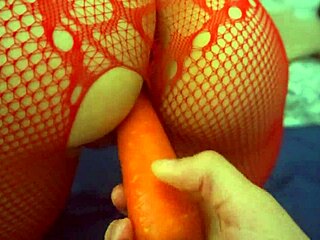 sexy girl loves her boy’s carrot masturbation