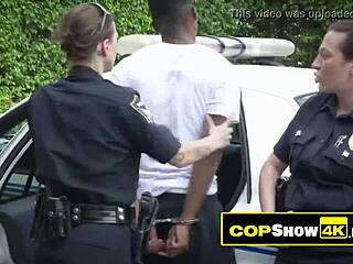 Horny MILF Officer Sucks BBC Hard On Streets