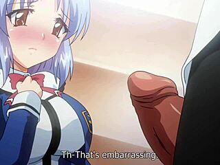 Busty hentai schoolgirl delivers relentless boobjob by the grass