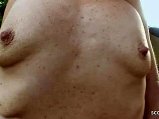 slim ginger milf's brutal outdoor cock pounding