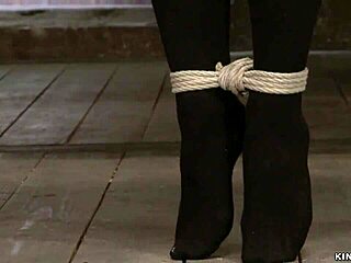 Why is this big tits slave tied and caned?