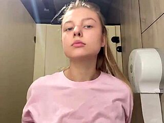 Blonde BBW fingering anal in public hardcore scene