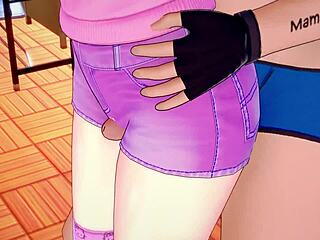 Anime Stepsister’s Fierce Footjob in Pink Stockings