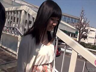 Strip her coat for erotic Japanese fingering
