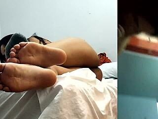 My petite Latina stepsister sucks me off again