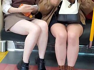 WATCH PRETTY JAPANESE LADIES TEASE ON A CROWDED TRAIN