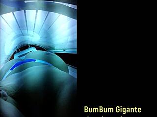 Preparing for lover in tanning cabin
